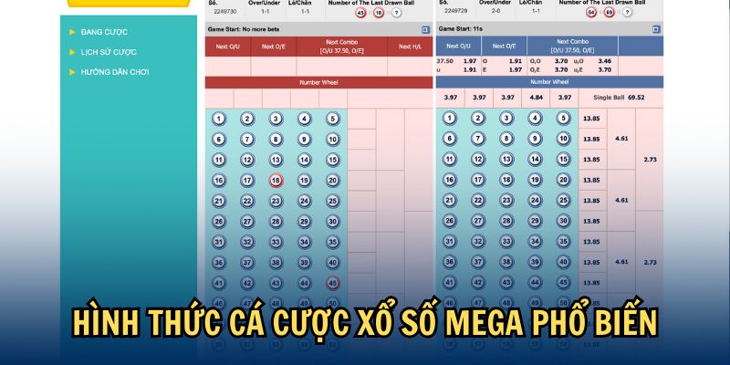 Hình thức cá cược Xổ số Mega phổ biến